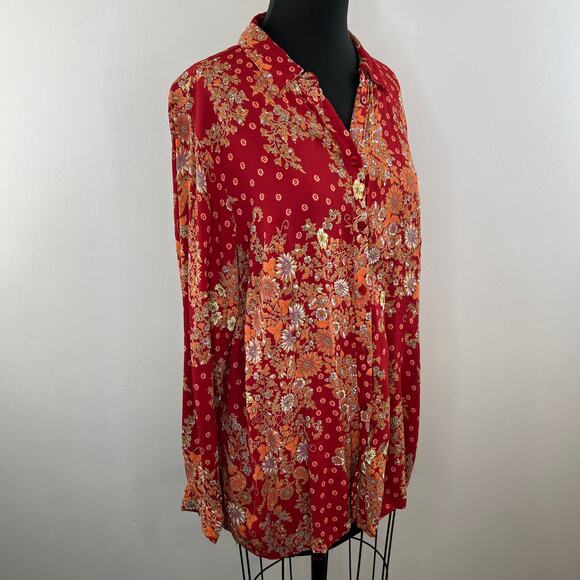 ASOS 70's Slim Fit Button-Up Long Sleeve Shirt in Retro Daisy Print Top Plus 16 - Picture 4 of 7